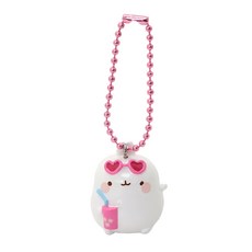 MOLANG 萌浪兔 鑰匙圈吊飾 珠鏈鐵, 3.2cm, 座座萌浪度假 白色 + 粉色, 1個