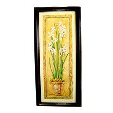 原木鑰匙盒壁飾 長 直幅 27 x 56cm, 水仙花 胡桃木色, 1個