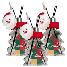 QiMart MIT聖誕狂歡聖誕樹造型硅藻土香氛擴香瓶, 香水麝香, 200ml, 3瓶