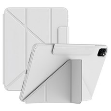 YUNMI 磁搭扣保護殼/平板保護套 Y折支架 帶筆槽設計, 1個, 白灰色