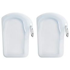 Stasher GO 隨行矽膠密封袋, 回收鋁製金屬扣環, 適用於後背包/腳踏車/露營帳篷, 13.97 x 20.32 x 3.81cm, 雲霧白, 1入, 2個