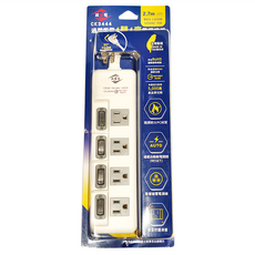 WeiTien 威電 過載斷電4開4座電源線組 125VAC 15A MAX 1650W, 2.7m, CK3444, 1個