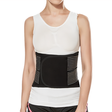 菁炭元素 新一代可調式全彈力科技透氣束腹挺立護腰帶 採用透氣網紗網布 四條活動加壓條設計 適用於銀髮族、工作、運動和久坐, L, 1件