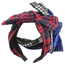 SY 經典格子復古蝴蝶結髮箍