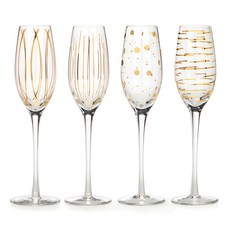 MIKASA 香檳杯 金黃紋飾, 4個, 207ml