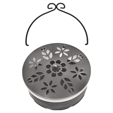金屬蚊香盒 蝴蝶把手, 單個售-02 黑色, 鏤空設計 煙散更快, 防風設計 蚊香熄滅, 直徑15cm, 02 黑色款