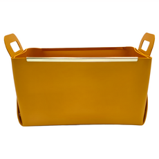 北歐風金邊皮質收納盒 尺寸23*14*13公分, 金邊黃, 1個