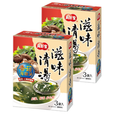 真好家 香菇海帶嫩芽湯 Set, 3包, 8.9公克, 台灣原產地, 26.7g, 2盒