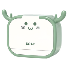 iSFun 浴室收納 免打孔壁掛瀝水單門肥皂盒, 1個, 綠色