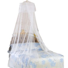 公主風 圓頂防蚊帳, 每平方米32孔加密蚊帳面料, 白色, 均碼