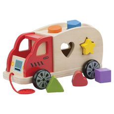 New Classic Toys 寶寶木製幾何積木車 荷蘭木玩品牌 天然木材與無毒塗料, 1組