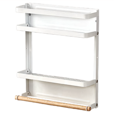 磁吸冰箱多功能掛架 可拆卸實木橫桿 超寬磁吸貼片, 白色, 1個