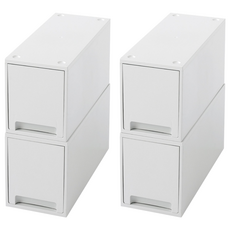 wizhome 可疊式抽屜收納箱, 16.2x40.6x18.4 公分, 白色, 2個, 16.2 x 40.6 x 36.8cm