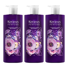 KERASYS 香氛潤髮乳 華麗琥珀 600ml - 持久花香 修護乾燥 滋養保濕 含玫瑰果油, 3瓶