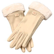 WOONUE 女士超高質感親膚羊毛加絨防寒雙層可觸控手套