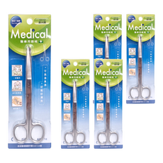 e-CARE 醫康 醫療用不鏽鋼剪刀 直尖圓 14cm, AE13112P, 5個