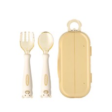 JAR嚴選 寶寶超好握學習勺叉 小熊餐具組, 湯匙 + 叉子 + 收納盒, 1組