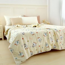 LoveCity 寢城之戀 韓系石墨烯針織親膚透氣 氣質蕾絲水洗涼夏被, 淘氣鴨鴨