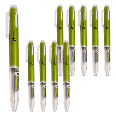 Pentel 飛龍文具 i plus 三色用筆管，透明前軸設計，多種筆芯顏色, 金屬草綠色, 10支