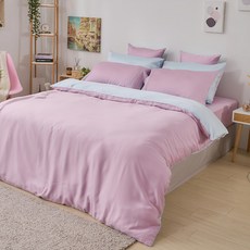 戀家小舖 60支素色天絲 永恆系列 雙人床包兩用被套4件組 - 霧光紫