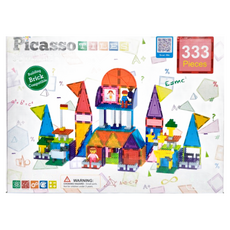 Picasso Tiles 畢卡索 磁力片 + 積木組 PTL333 333片, HD鏡面, 圓角設計, 強力磁鐵, 1盒