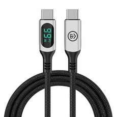 aibo 真 極速 PD100W 顯示數據 Type-C快速充電傳輸線, 1m, 1條, 銀色