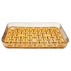 輕奢多功能雙層帶提把瀝水托盤, 黃色, 1個