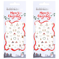 GLOSSYBLOSSOM 聖誕系列 美甲裝飾貼紙 - 寒冬聖誕節氛圍, Happy Carol, 2組