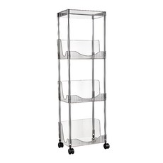 FAmILyLIFE 生活 加高圍欄U型附輪防摔置物架 4層款, 透明灰, 1個