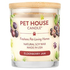 PET HOUSE 室內除臭寵物香氛蠟燭, 接骨木莓, 持續使用時間長達60小時以上, 100%全天然黃豆蠟, 純棉芯, 255g, 1罐