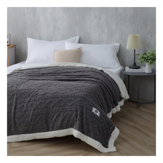 Ishur 伊舒爾 韓版塔芙絨 羊羔絨暖暖毯 雙面暖絨 柔軟, 200 x 150cm, 典藏灰, 1條