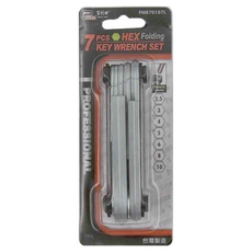 PANRICO 百利世 折疊式六角扳手7件組, 鉻釩合金鋼,高扭力,倒角處理,規格2.5-10mm, 1組