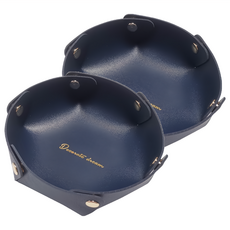 KUIBAO 快豹生活 Mule皮革收納托盤 大號 17.5 x 6cm, 深藍色, 2個