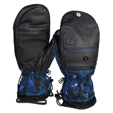 WELL FIT 威飛客 GOWELL 防水滑雪併指手套 深灰迷彩 高級印花布料 保暖 棉 羊皮 天鵝絨內裏, L, 1雙