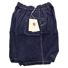 BOHRHOO 輕水洗結構牛仔拉鍊短褲, M, 深藍