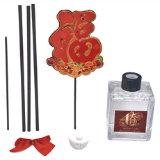 QiMart 箔金招財香氛珪藻擴香瓶, 白麝香, 1瓶, 200ml