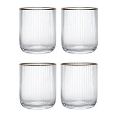 MIKASA Sorrento 水晶玻璃杯 金邊豎紋, 400ml, 4個