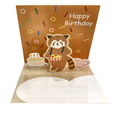 立體祝福卡片 生日賀卡 210g白卡紙, 棕色 + 白色, 6張