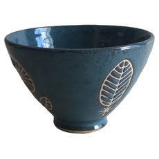 KANESAN HANAtoHA系列 可愛花朵飯碗, 日本製, 直徑10.5x6.5公分, 米白/青色, 藍色, 1個