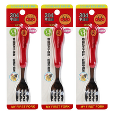 ANPANMAN 麵包超人 304不鏽鋼造型叉子, 1.5歲以上適用, 紅色, 3支