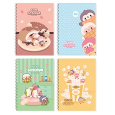 DADA SOSOFUN 兒童小學書寫10格線圈筆記本, 4個, 隨機出貨