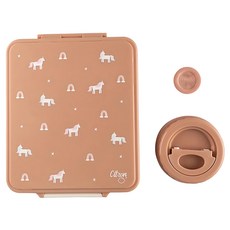 Citron 小檸檬 Grand Lunchbox 餐盒組 4格隔間 含食品罐和醬汁盒 1900ml, 彩虹獨角獸, 3件, 1組