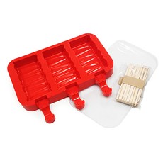 Bestom SL 矽膠3格冰棒模具組 含模具1入+模具上蓋1入+木棍20入, 條紋款, 1組