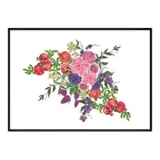 春暖花開 花卉水果靜物裝飾畫, 42 x 59.4cm, 黑框