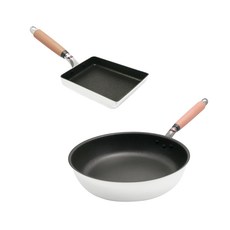 hokua 北陸 極大金IH輕量級不沾鍋2件組 日本製, 1套, 平底鍋 28cm + 玉子燒鍋, 銀色