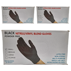 FANCY LIFE一次性PVC手套 S號黑色, 50雙, 3盒