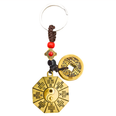 太極八卦 招財五帝錢鑰匙圈, 1個