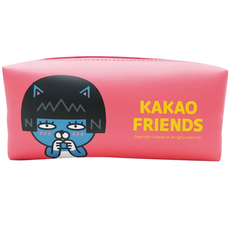 KAKAO FRIENDS PU 筆袋 皮革質感寬底袋 輕巧便利, Neo 桃紅, 1個