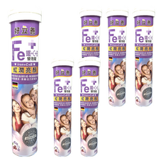 heilusan 好立善 鐵+C+B 發泡錠，紅潤亮顏, 4.1g, 20顆, 6條