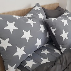 Eroomn Daily 基本款枕套 50*70cm 2入, 炭灰色星星款, 50 x 70cm, 1組